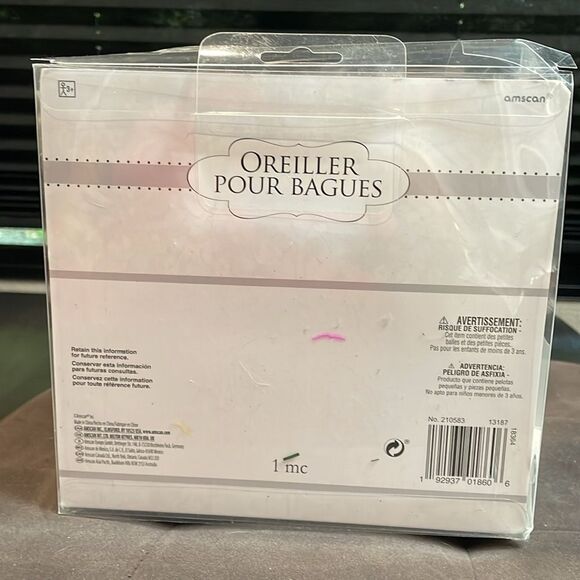 AMSCAN Wedding Ring Bearer Pillow Rustic Floral Beaded Off White & Beige - Picture 3 of 5